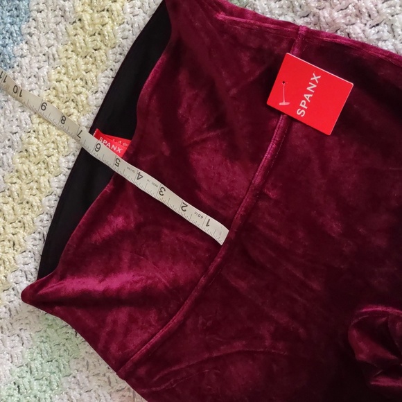 NWT Spanx Large Rich Burgundy Velvet Leggings - Picture 12 of 16